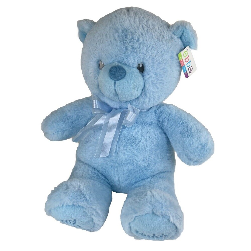 ebba Large Blue My First Teddy - 18" Lovey Stuffed Animal Baby Shower Plush Gift